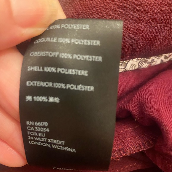 Anthropologie Sasha Button Front Tapered Leg Pants in wine sz 8 - Picture 8 of 11